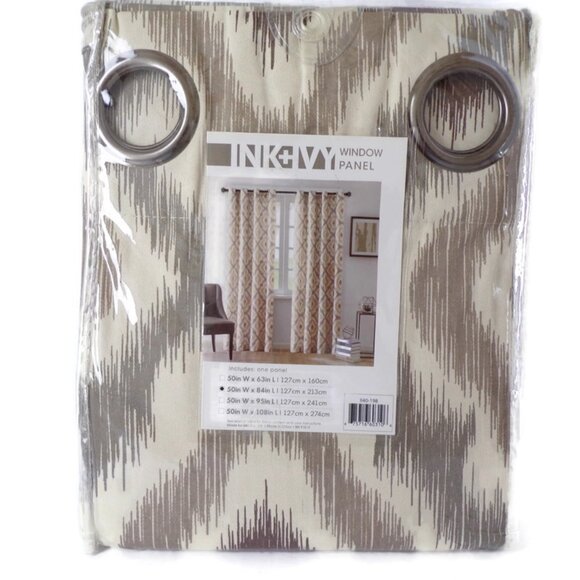INK + IVY Ankara Curtain Panel 50"x 84" Taupe One Panel - Picture 4 of 4